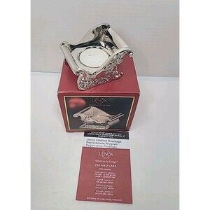 Lenox Silver Plated Sleigh Votive Tea Candle Light Christmas New open Box